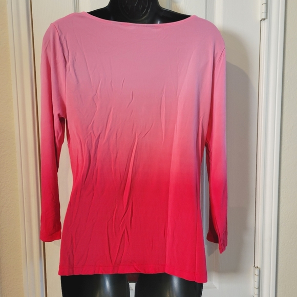 Vtg Ombre V-neck Top Size Medium - Valerie Stevens Ombre Top Pinkish Watermelon - Picture 2 of 3